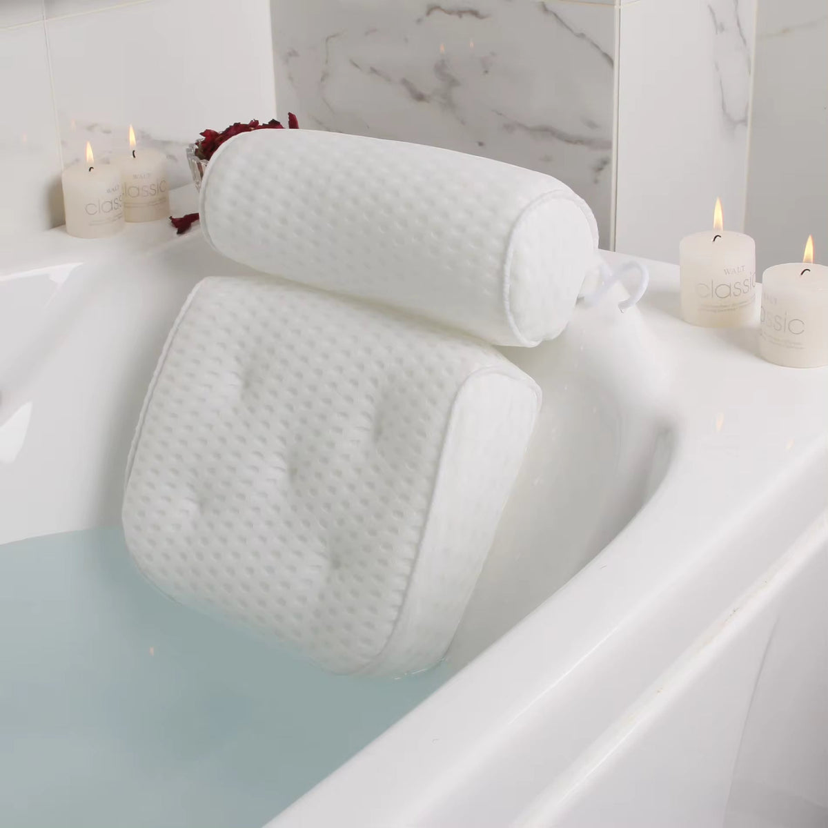 Bath Pillow - Comfort-Grip Neck Support for Relaxing Soaks, Simple Clean & Sturdy