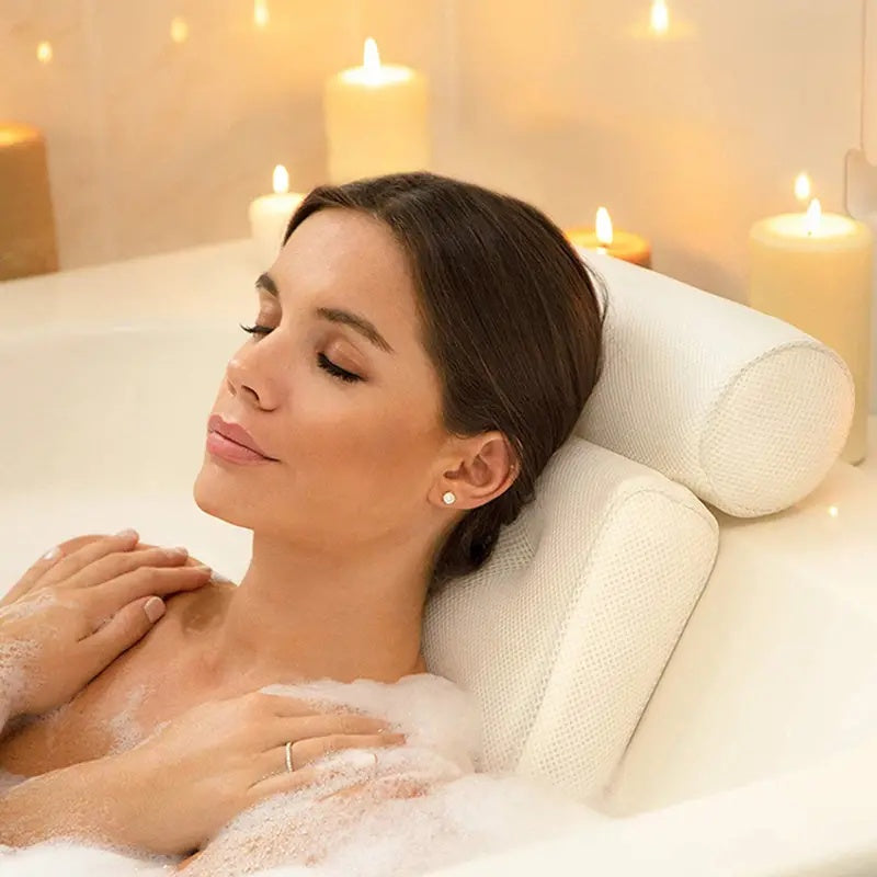 Bath Pillow - Comfort-Grip Neck Support for Relaxing Soaks, Simple Clean & Sturdy