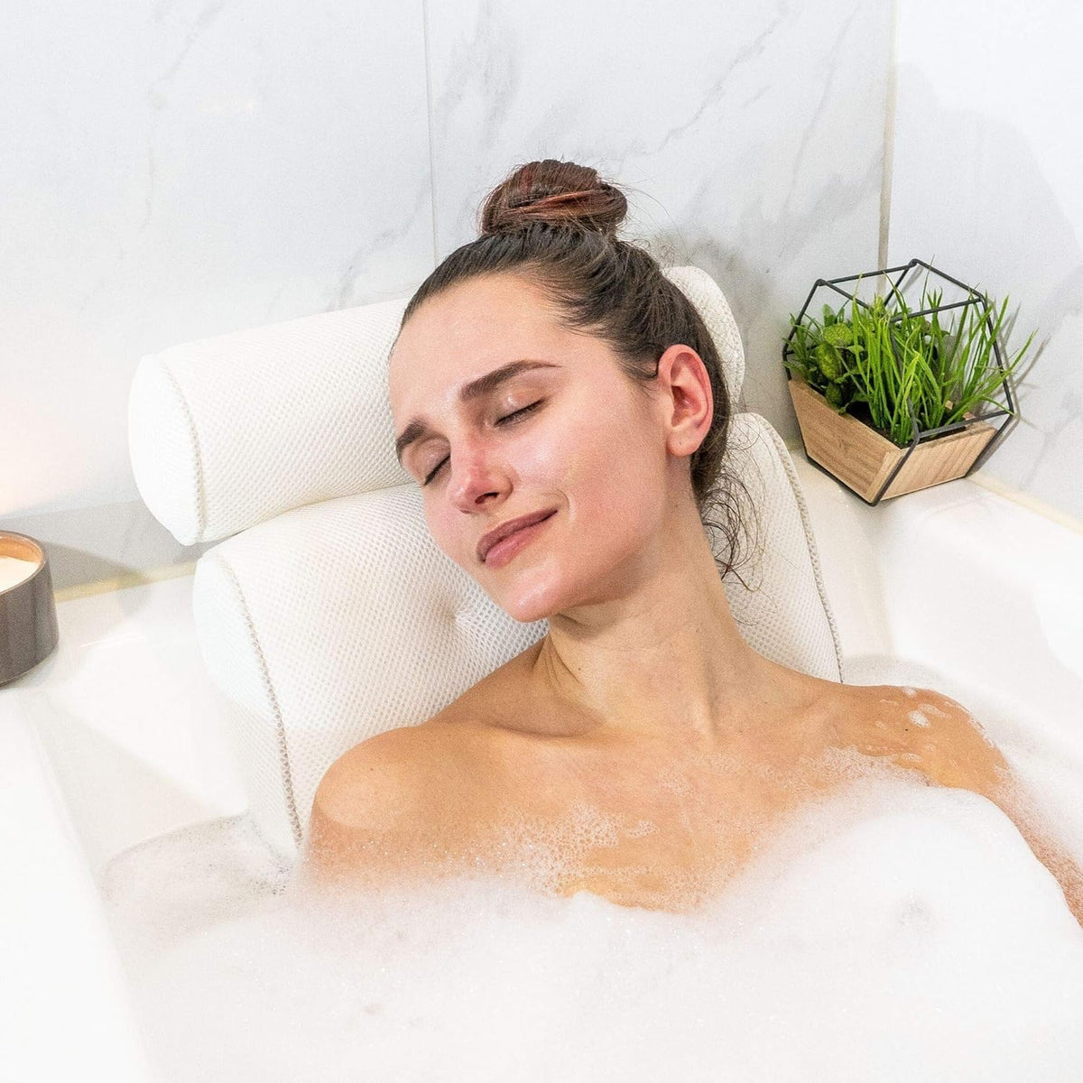 Bath Pillow - Comfort-Grip Neck Support for Relaxing Soaks, Simple Clean & Sturdy