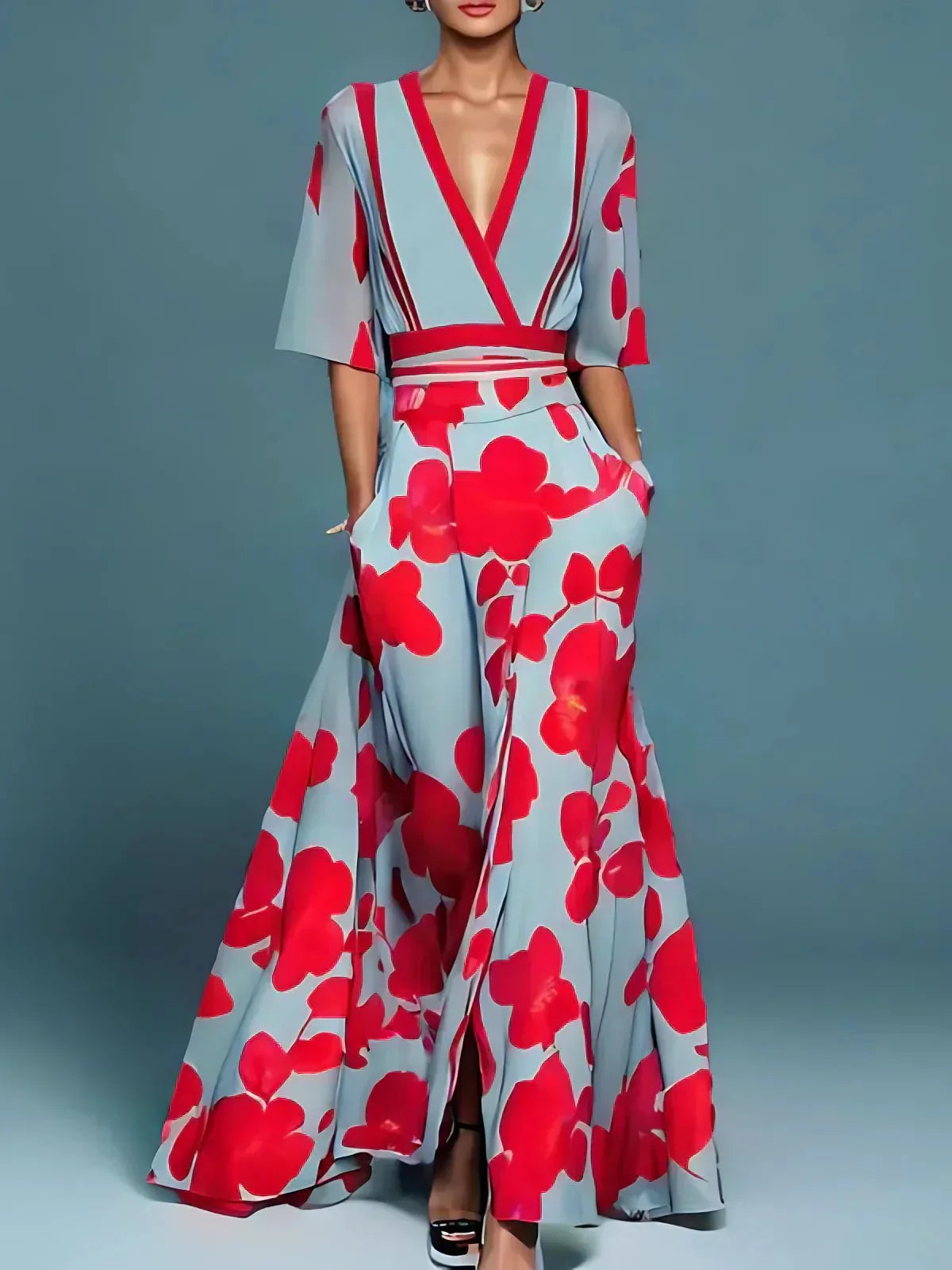 Variant image for Floral Maxi Dress for Women, Elegant Summer Wedding Guest Dress, Comfortable Formal Evening Wear-1