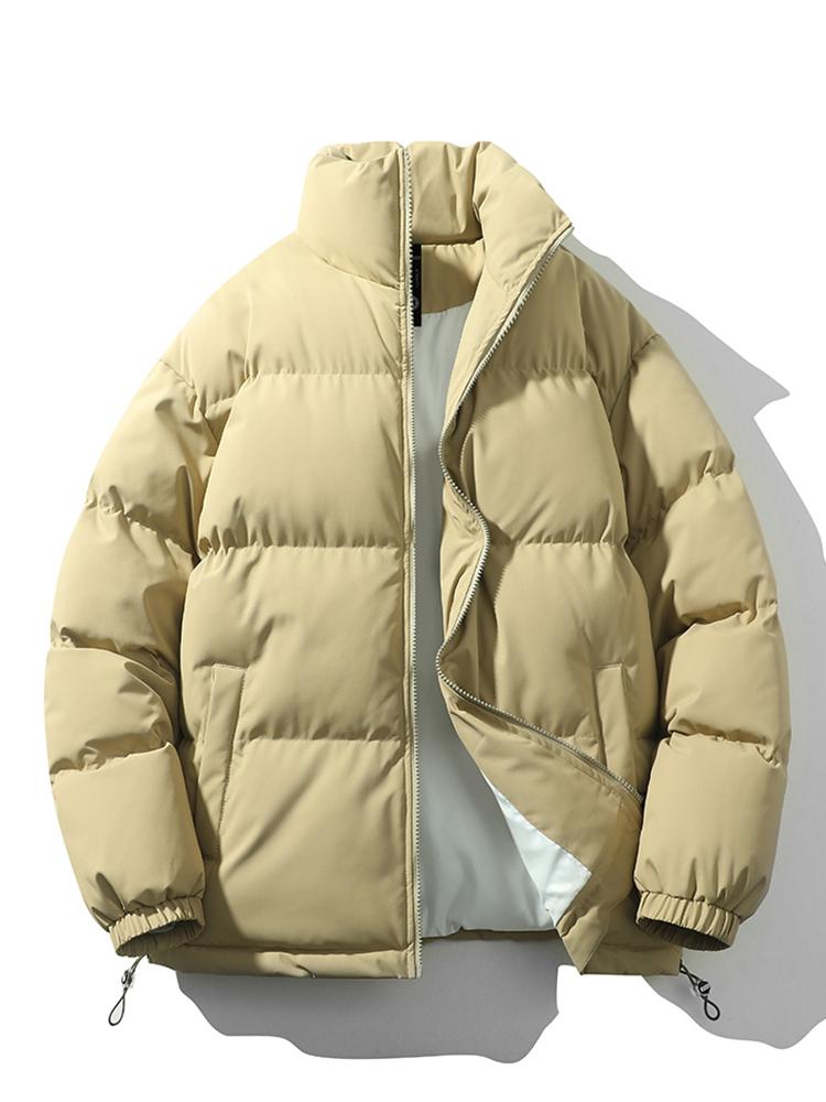 Light Men's Puffer Jacket - High Collar, Polyester