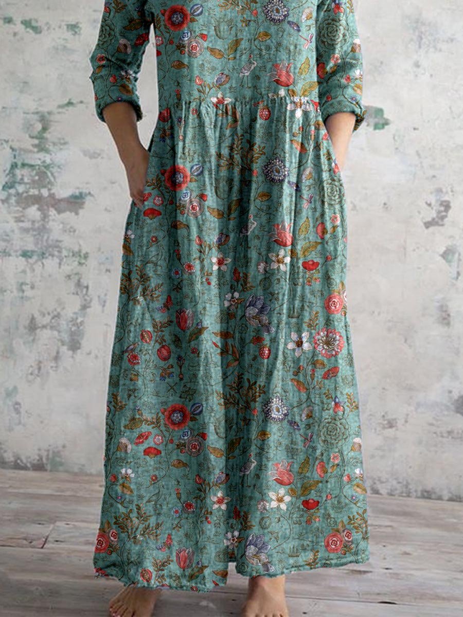 V-Neck Floral Women's Dress - Lightweight Summer Wedding Guest Dress with Flattering Silhouette-3