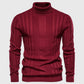 Men’s Warm Turtleneck Sweater - Ribbed Vertical Knit