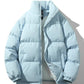 Light Men's Puffer Jacket - High Collar, Polyester