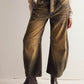 Variant image for Mid Rise Women's Wide Leg Jeans with 4-Pocket Design, Casual Ankle-Length Baggy Fit Denim-24