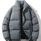 Light Men's Puffer Jacket - High Collar, Polyester