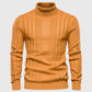 Men’s Warm Turtleneck Sweater - Ribbed Vertical Knit