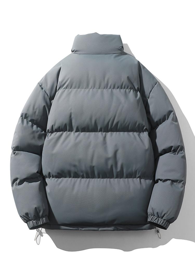 Light Men's Puffer Jacket - High Collar, Polyester