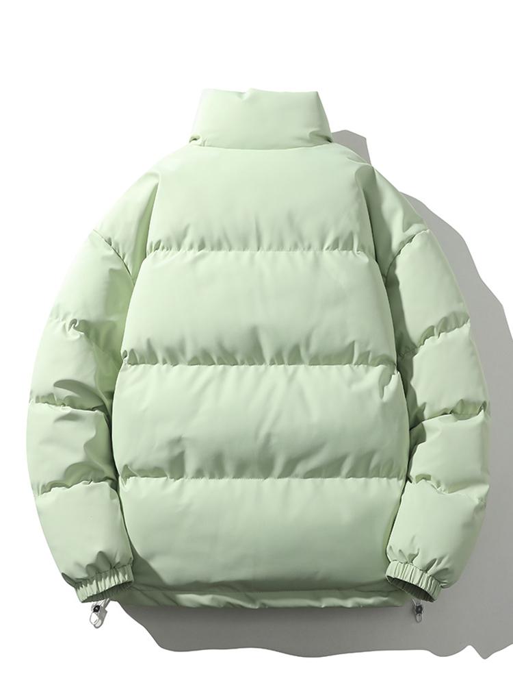 Light Men's Puffer Jacket - High Collar, Polyester