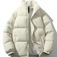 Light Men's Puffer Jacket - High Collar, Polyester