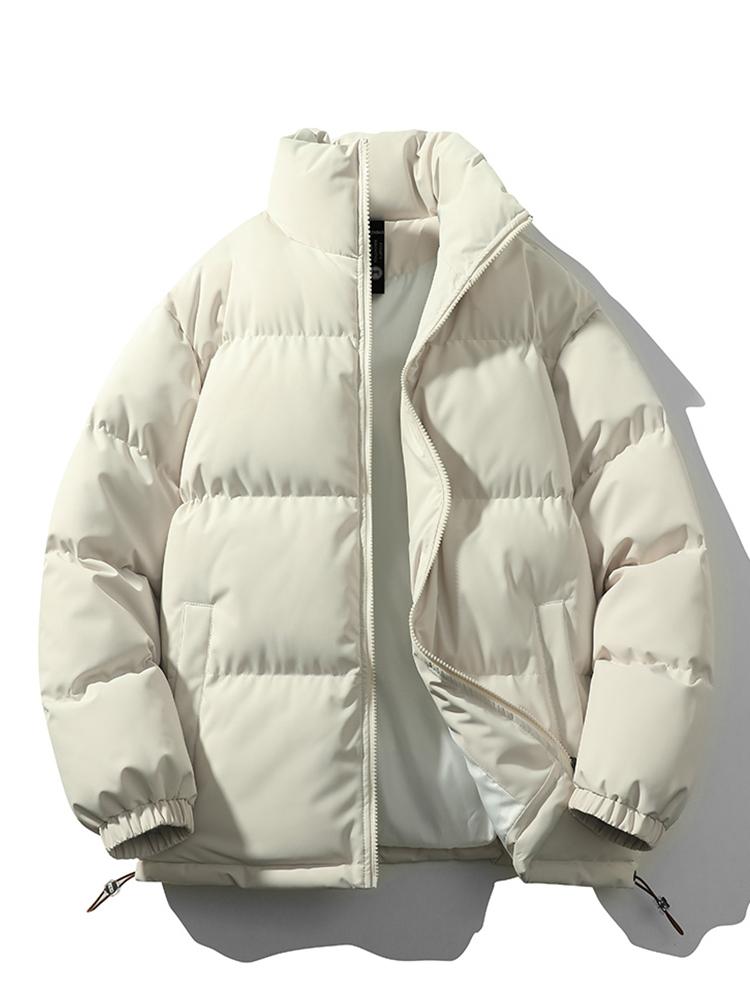 Light Men's Puffer Jacket - High Collar, Polyester