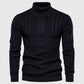 Men’s Warm Turtleneck Sweater - Ribbed Vertical Knit