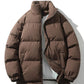 Light Men's Puffer Jacket - High Collar, Polyester