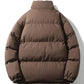 Light Men's Puffer Jacket - High Collar, Polyester