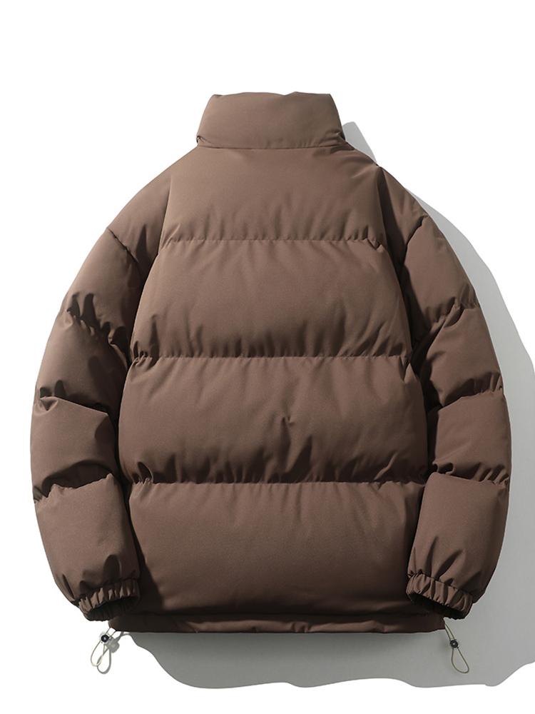 Light Men's Puffer Jacket - High Collar, Polyester