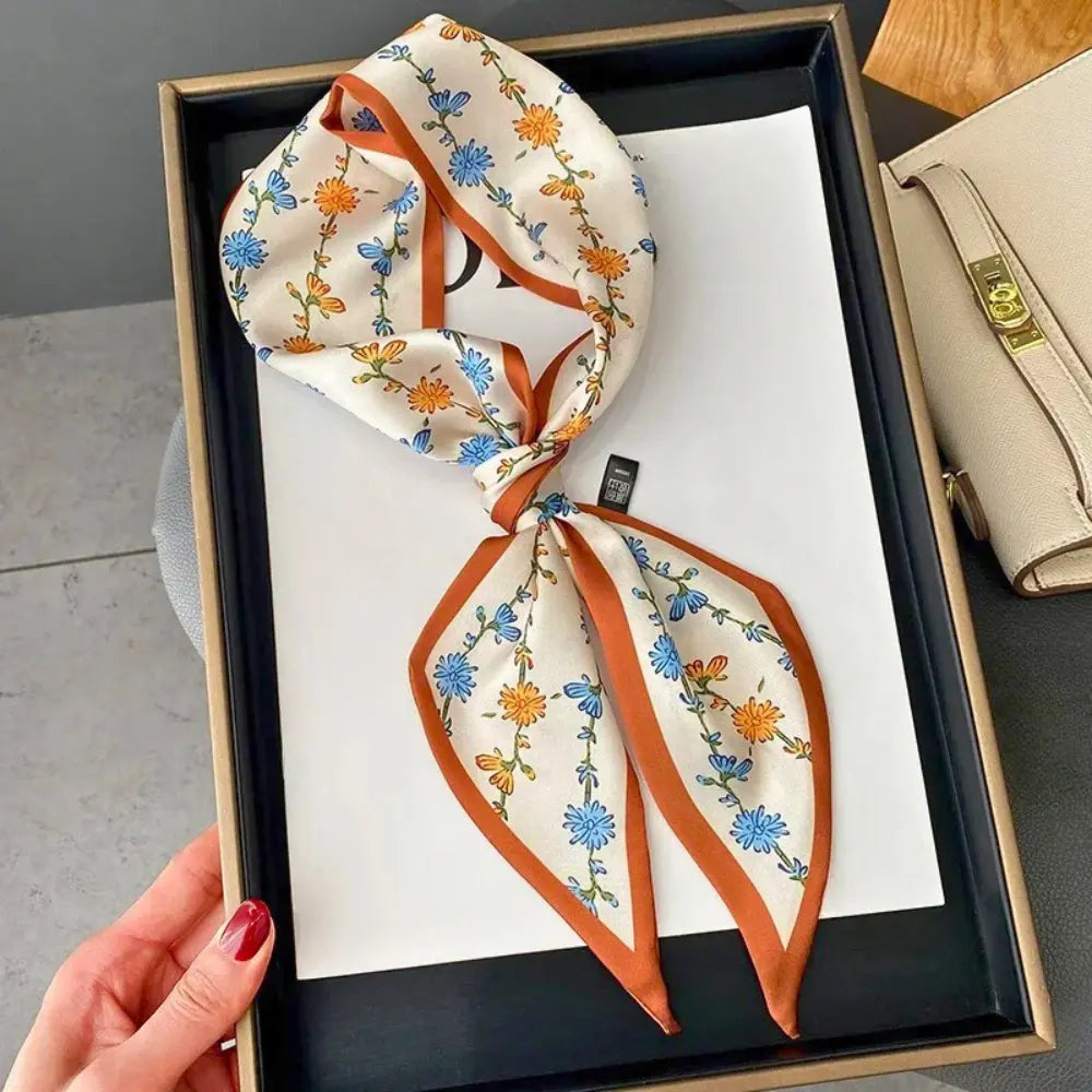 Light Women’s Slim Scarf - Botanical Satin, For Spring