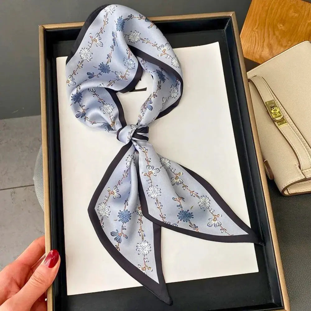 Light Women’s Slim Scarf - Botanical Satin, For Spring