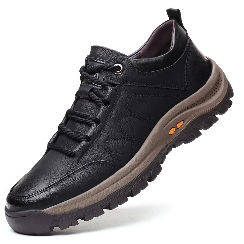 Variant image for Hand-Sewn Leather Leisure Shoes for Men, Waterproof, Comfortable, Non-Slip Rubber Sole, Lightweight for Outdoor Activities-11