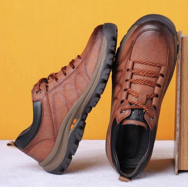 Hand-Sewn Leather Leisure Mens Shoes, Waterproof, Breathable, Ergonomic Insole, Durable Rubber Sole, Comfortable for Outdoor Activities-6