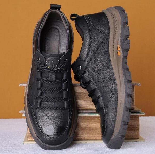 Hand-Sewn Leather Leisure Mens Shoes, Waterproof, Breathable, Ergonomic Insole, Durable Rubber Sole, Comfortable for Outdoor Activities-5