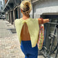 Boxy Knit Women's Top in Soft Yellow - Comfortable Going Out Top for Summer Events-1