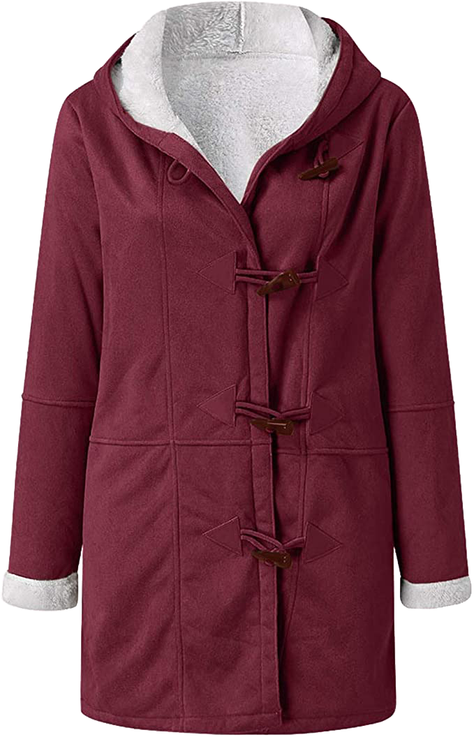 Womens Warm Winter Jacket - Hooded Mid-Thigh, Suede