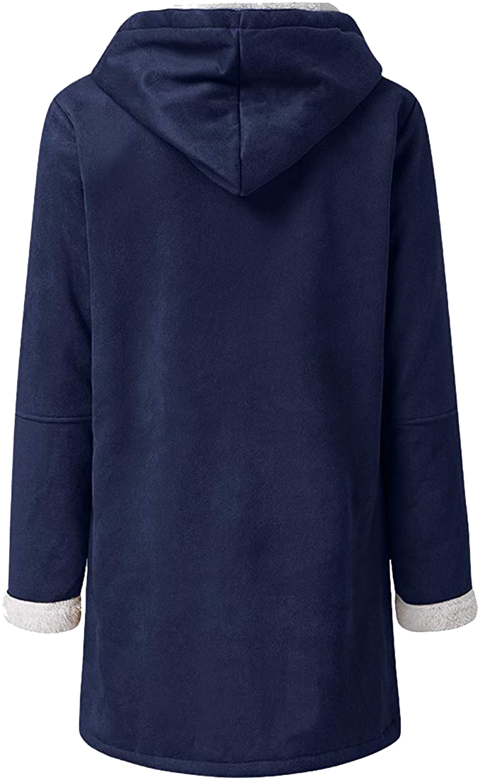 Womens Warm Winter Jacket - Hooded Mid-Thigh, Suede