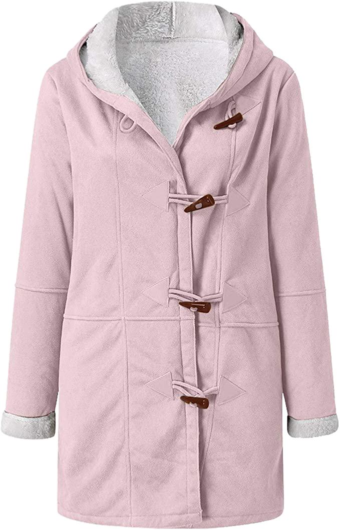 Womens Warm Winter Jacket - Hooded Mid-Thigh, Suede