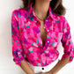 Floral Print Womens Blouse with Lace Collar, Three-Quarter Sleeves, Casual Summer Top for Women-1