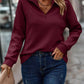 Plush Relaxed Womens Pullover - Ribbed Zip, Polyester, Casual