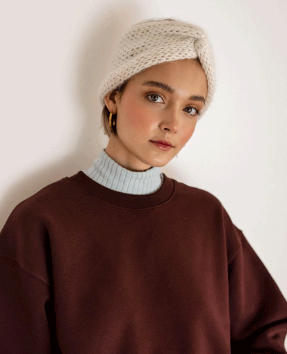 Plush Cozy Womens Knitted Headband - Twisted Mohair Warmth