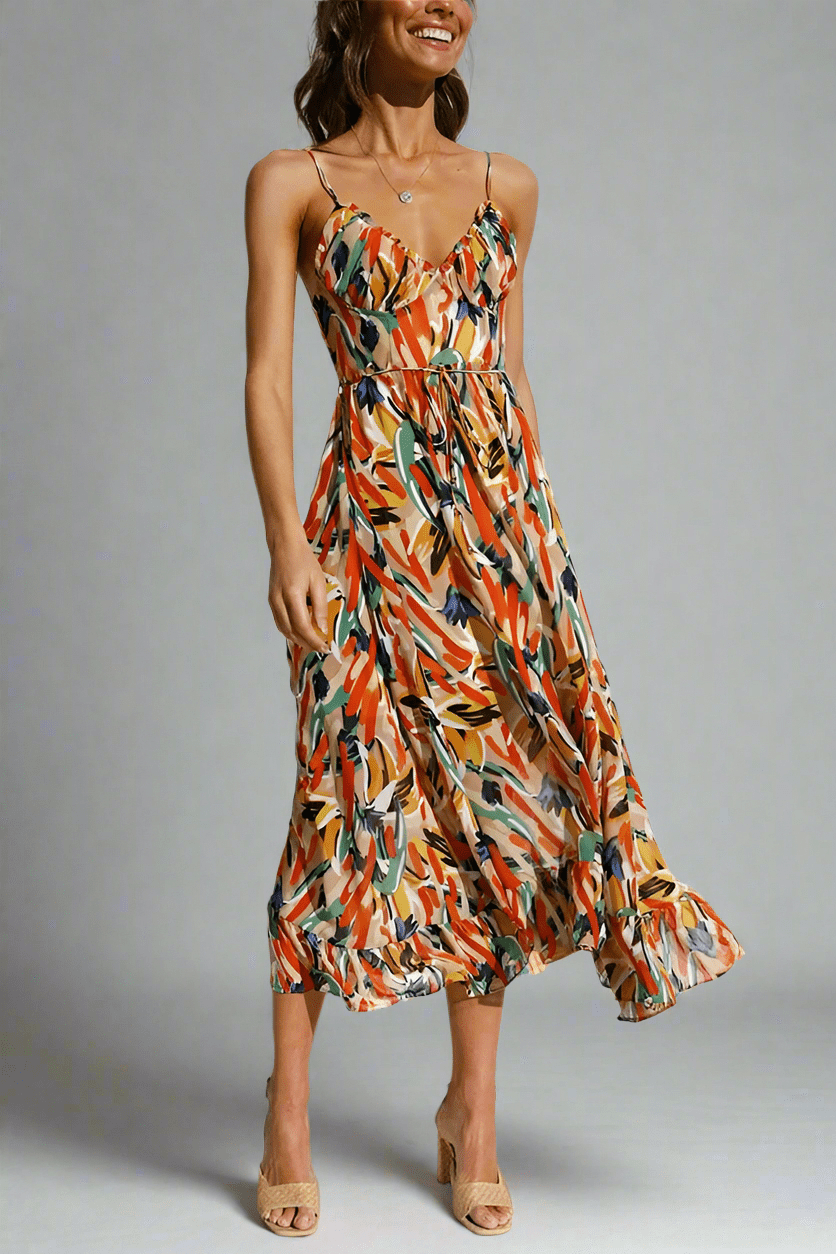 Elegant V-Neck Sleeveless Multicolor Wedding Guest Dress, Summer Cocktail Formal Dress for Special Occasions-3