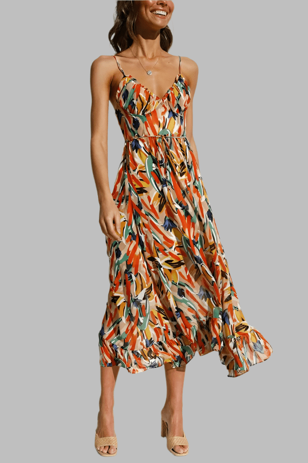 Elegant V-Neck Sleeveless Multicolor Wedding Guest Dress, Summer Cocktail Formal Dress for Special Occasions-4