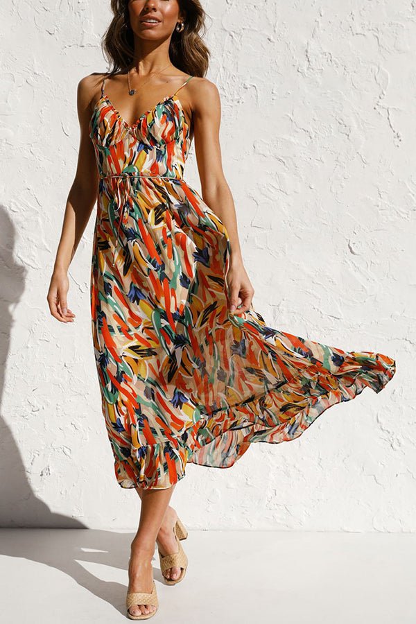 Elegant V-Neck Sleeveless Multicolor Wedding Guest Dress, Summer Cocktail Formal Dress for Special Occasions-5