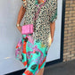 Plus Size Women's Leopard Pattern Short Sleeve Dress for Casual and Semi-Formal Occasions-1