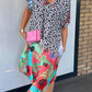 Plus Size Women's Leopard Pattern Short Sleeve Dress for Casual and Semi-Formal Occasions-4