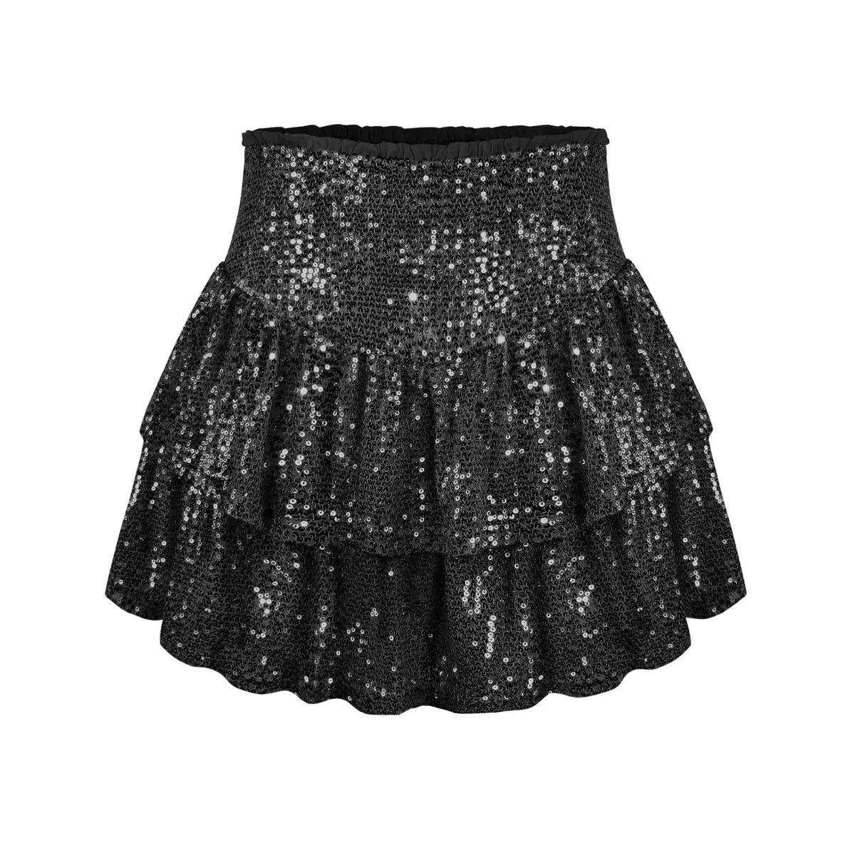 Variant image for Fluttering Sequin Skirt in Silver, Gold, Black, Pink, and More - Elegant Party Wear with Comfortable Inner Lining-1