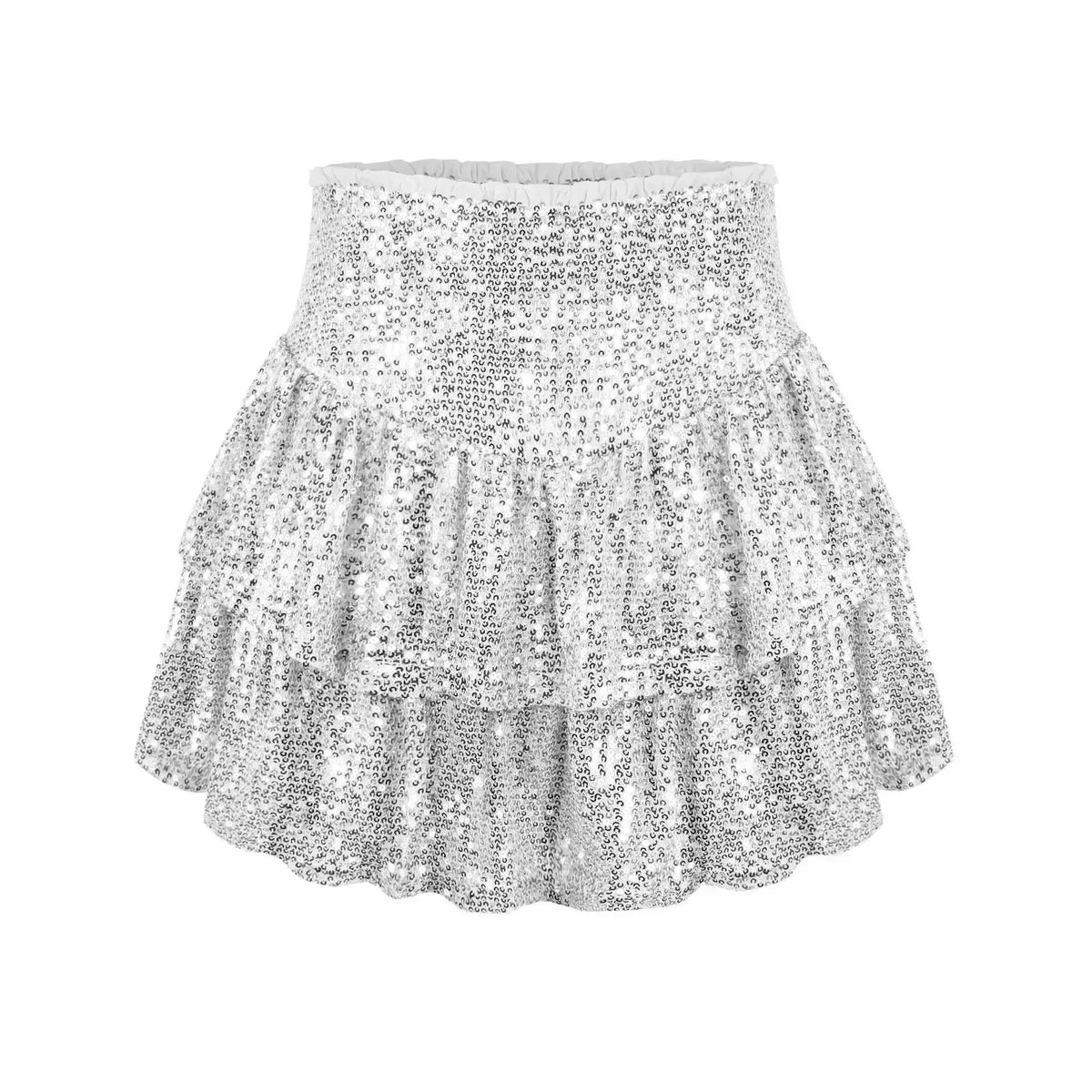 Variant image for Fluttering Sequin Skirt in Silver, Gold, Black, Pink, and More - Elegant Party Wear with Comfortable Inner Lining-9