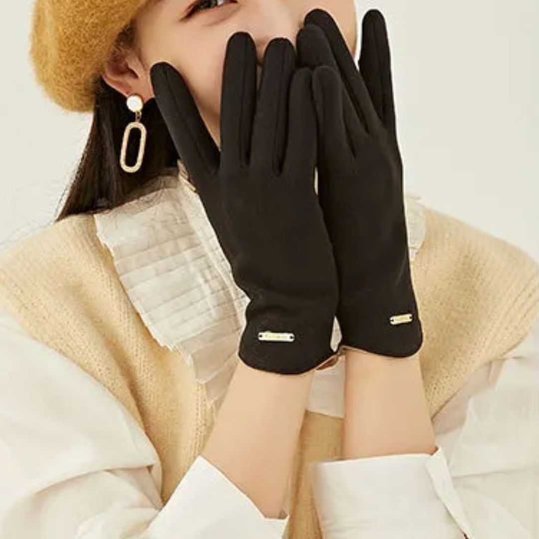 Plush Timeless Women Suede Gloves - Fitted, Cashmere Lined