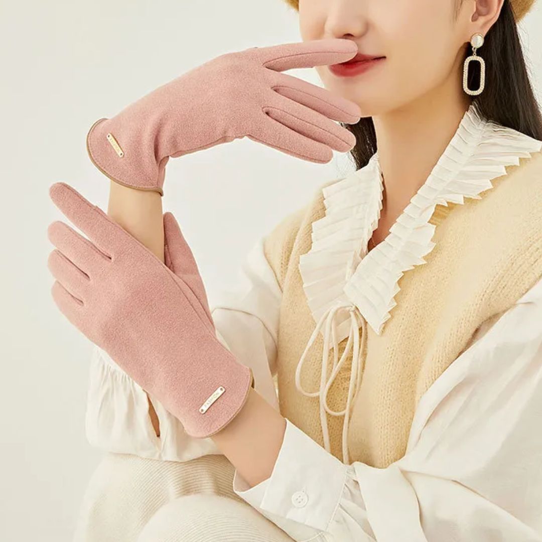 Plush Timeless Women Suede Gloves - Fitted, Cashmere Lined