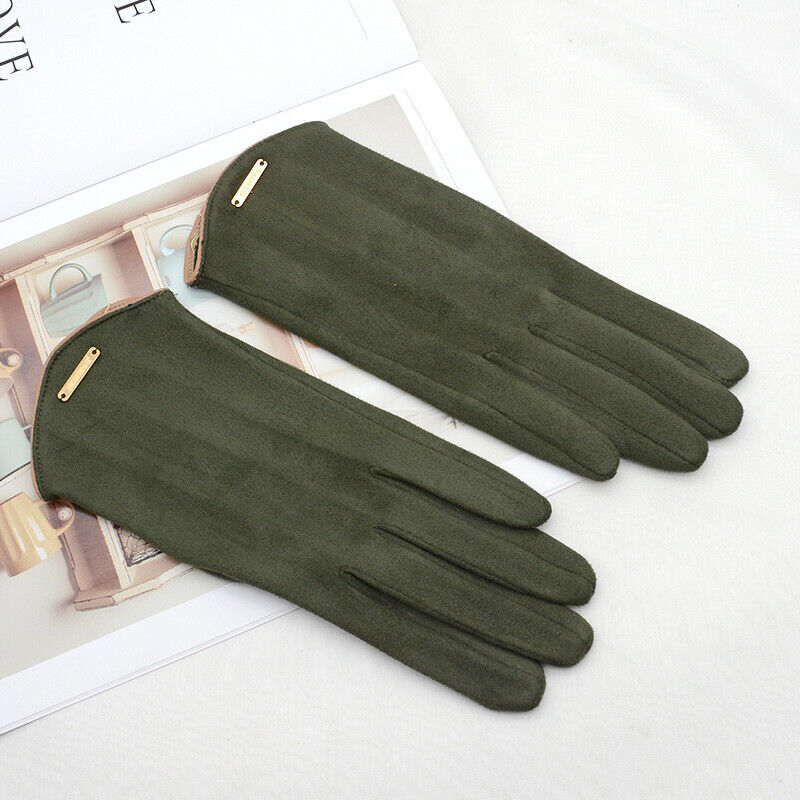 Plush Timeless Women Suede Gloves - Fitted, Cashmere Lined