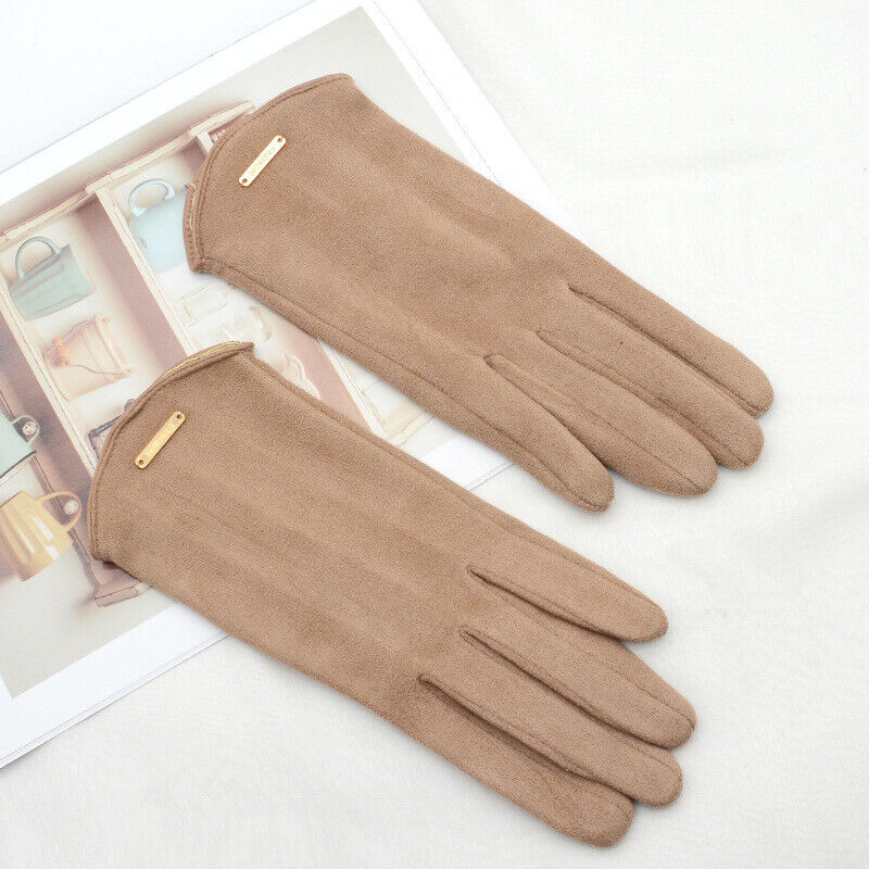 Plush Timeless Women Suede Gloves - Fitted, Cashmere Lined