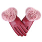 Women's Warm Leather Gloves - Faux Fur Cuff, Touchscreen