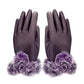 Women's Warm Leather Gloves - Faux Fur Cuff, Touchscreen