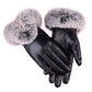 Women's Warm Leather Gloves - Faux Fur Cuff, Touchscreen