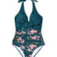 Black One Piece Swimsuit for Women, Backless Push-Up Bathing Suit with Flattering Halter Neckline and Comfortable Fit-6