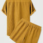 Luxury Velvet Men's Set - Short Sleeve Shirt and Matching Shorts in Elegant Ribbed Design-2