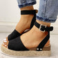 Women's Faux Suede Platform Sandals with Adjustable Ankle Straps, Open Toe, 2 Espadrille Height-4
