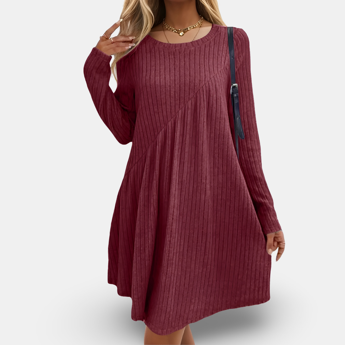 Variant image for Elegant Long Sleeve Womens Dress in Soft Cotton Blend for All Occasions, Comfortable and Versatile Casual or Formal Wear-11