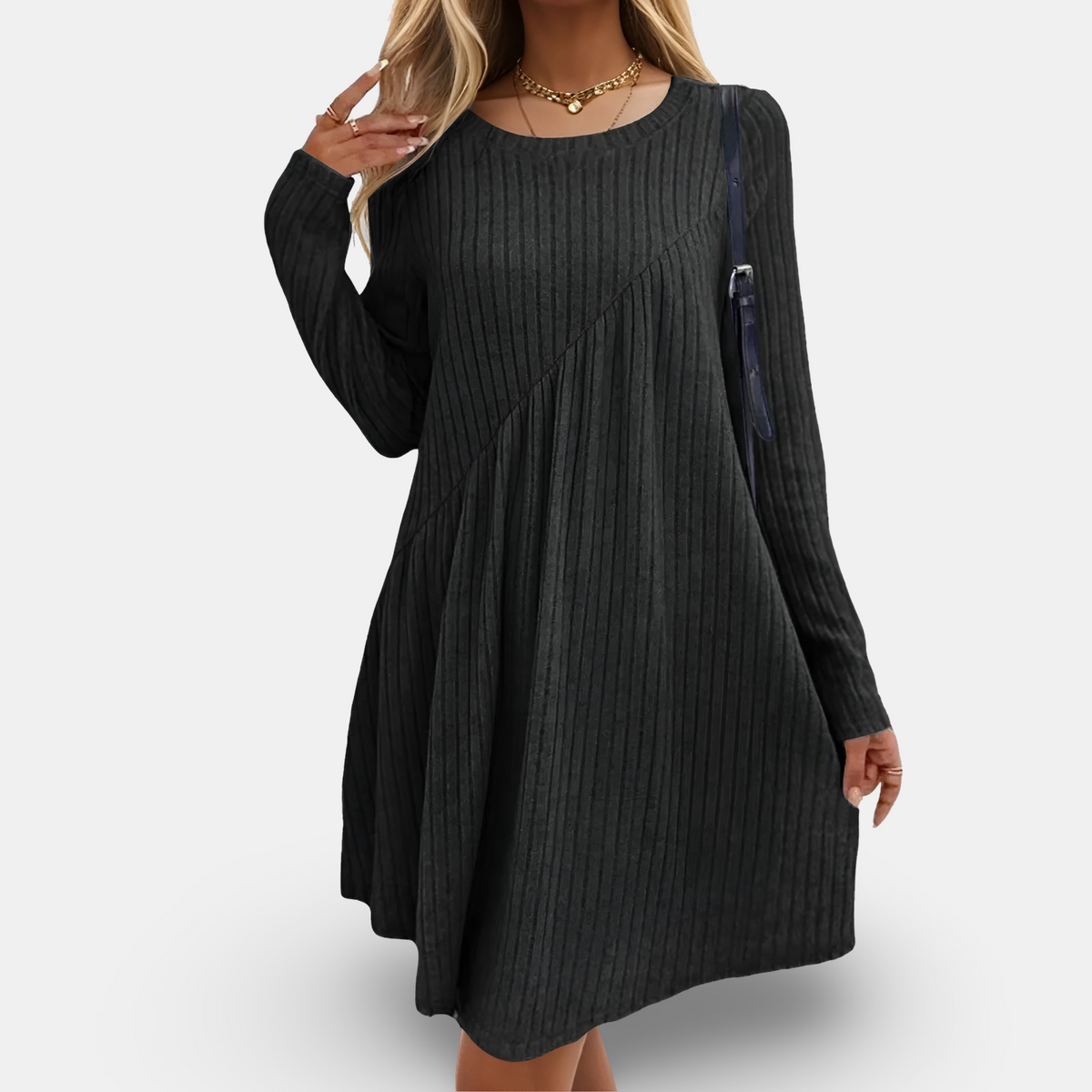 Variant image for Elegant Long Sleeve Womens Dress in Soft Cotton Blend for All Occasions, Comfortable and Versatile Casual or Formal Wear-6